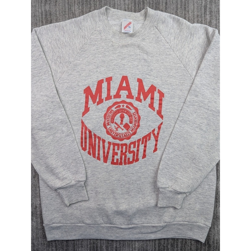 VTG 90s Miami of Ohio Sweatshirt Crewneck Large Jerzees USA MU Basketball Gray